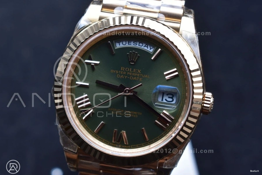 Date Edition Dial Roman Best THBF Day VR3255 President Green 228235 on 40 (Gain 1:1 RG Weight) Bracelet 0117